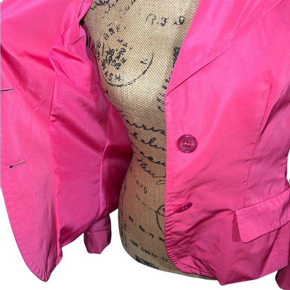 Max Mara Pink Cropped Silk Blend‎ Jacket Made In Italy Size 10 - Picture 7 of 9
